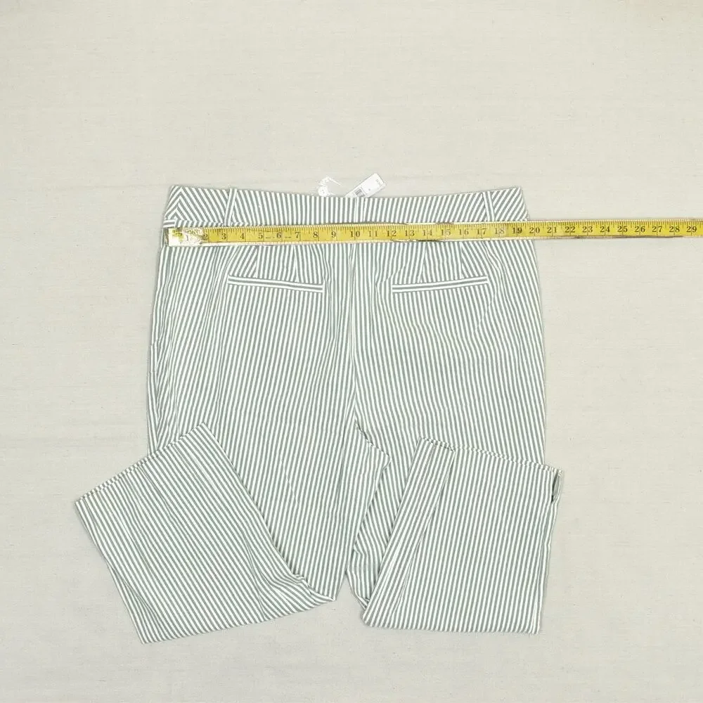 NEW Lane Bryant Women's Capri Pants Straight Striped Cotton Blend Green Size 18